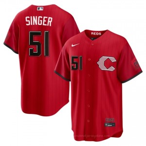 Brady Singer #51 Cincinnati City Connect Baseball Jersey | Exclusive Men Red Stitch Edition 13IUq090