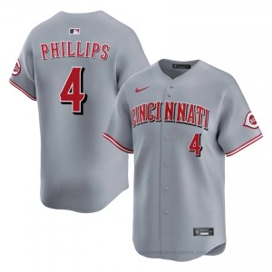 #4 Brandon Phillips Classic Men Baseball Jersey | Reds Gray Fan Gear WTwgNY39
