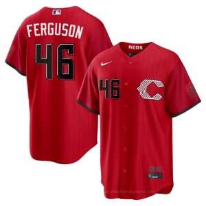 Caleb Ferguson #46 Cincinnati City Connect Baseball Jersey | Replica Men Red Stitch Edition 010U1T40