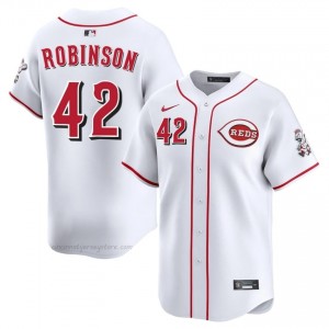 #42 Jackie Robinson Gameday Men Baseball Jersey | Reds White Fan Gear Go52Ow72