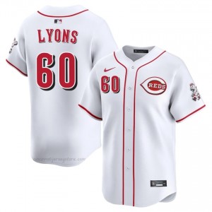 Jared Lyons #60 Cincinnati Baseball Jersey | Limited Men White Embroidery Edition 2jgtnl64