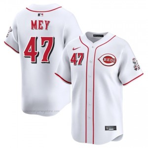 Cincinnati Reds Luis Mey #47 White Men Baseball Jersey | 2026 Season Classic s3WG5E73
