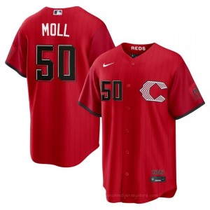Sam Moll #50 Cincinnati City Connect Baseball Jersey | Gameday Men Red Stitch Edition 8vfF5w65