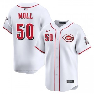 Cincinnati Reds Sam Moll #50 White Men Baseball Jersey | 2026 Season Pro-Grade cA251042