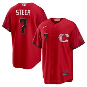 #7 Spencer Steer Pro-Grade Men City Connect Baseball Jersey | Reds Red Fan Gear G7b73S64