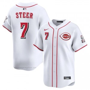 Spencer Steer #7 Cincinnati Baseball Jersey | Classic Men White Embroidery Edition 8su84024
