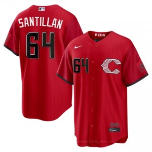 Tony Santillan #64 Cincinnati City Connect Baseball Jersey | Limited Men Red Stitch Edition 31p03v91