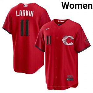 #11 Barry Larkin Game Women City Connect Baseball Jersey | Reds Red Fan Gear iH00pS87