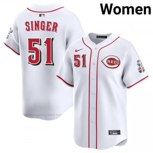 Cincinnati Reds Brady Singer #51 White Women Baseball Jersey | 2026 Season Authentic 8fdlSl21