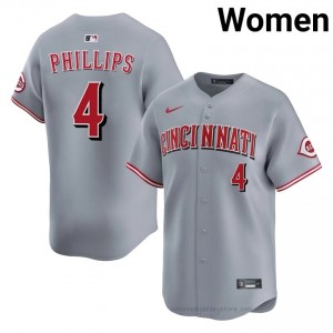 #4 Brandon Phillips Limited Women Baseball Jersey | Reds Gray Fan Gear 7258nt16
