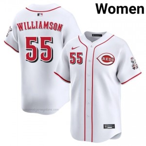 #55 Brandon Williamson Game Women Baseball Jersey | Reds White Fan Gear f1R3f321