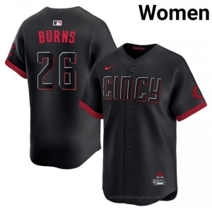 Genuine Chase Burns #26 CIN Reds City Connect Women Baseball Jersey | Black Queen City Pride Edition tpTC3180