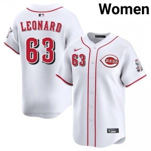 Dayne Leonard #63 Cincinnati Baseball Jersey | MLB Women White Stitched Edition B88Q0R90