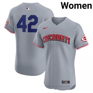 #42 Jackie Robinson Day Premium Women Baseball Jersey | Reds Gray Fan Gear d2Q6DJ15