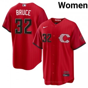 #32 Jay Bruce Replica Women City Connect Baseball Jersey | Reds Red Fan Gear 43h47a17