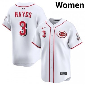 #3 Ke'Bryan Hayes Classic Women Baseball Jersey | Reds White Fan Gear 4tq22064