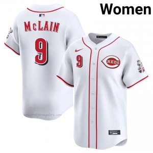 Matt McLain #9 Cincinnati Baseball Jersey | Official Women White Stitched Edition d16G7626