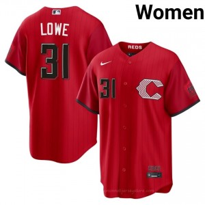 #31 Nathaniel Lowe Authentic Women City Connect Baseball Jersey | Reds Red Fan Gear HW40Y035