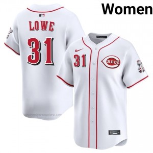 #31 Nathaniel Lowe MLB Women Baseball Jersey | Reds White Fan Gear 6H08e371