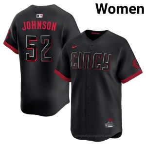 Pierce Johnson #52 Cincinnati City Connect Baseball Jersey | Game Women Black Embroidery Edition UXpk3293