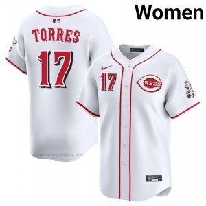 Cincinnati Reds Rafhlmil Torres #17 White Women Baseball Jersey | 2026 Season Game 3o338l83