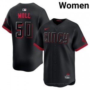 #50 Sam Moll Limited Women City Connect Baseball Jersey | Reds Black Fan Gear 3LUUrE40