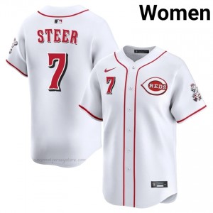 Spencer Steer #7 Cincinnati Baseball Jersey | Limited Women White Stitched Edition FxML2773