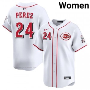 MLB Tony Perez #24 CIN Reds Women Baseball Jersey | White Queen City Pride Edition 7maIWc21