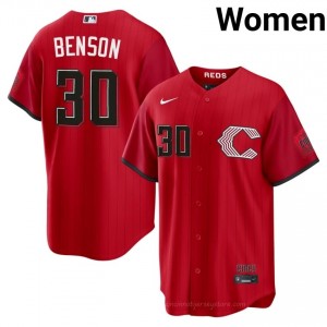 Pro-Grade Will Benson #30 CIN Reds City Connect Women Baseball Jersey | Red Queen City Pride Edition 4Fee6r79
