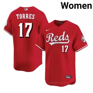 MLB Rafhlmil Torres #17 CIN Reds Women Baseball Jersey | Red Queen City Pride Edition 2282tR27