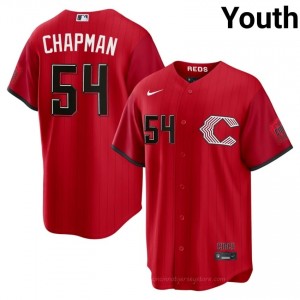 Cincinnati Reds Aroldis Chapman #54 Red Youth City Connect Baseball Jersey | 2026 Season Official 70tt4517