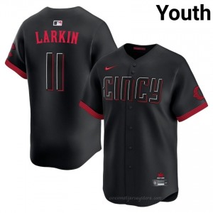 Cincinnati Reds Barry Larkin #11 Black Youth City Connect Baseball Jersey | 2026 Season Replica FhxsYc26