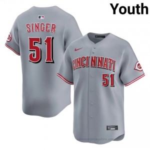 Brady Singer #51 Cincinnati Baseball Jersey | Official Youth Gray Stitched Edition 7NGi0R79