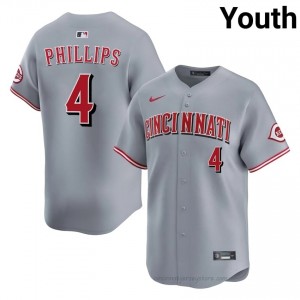 #4 Brandon Phillips MLB Youth Baseball Jersey | Reds Gray Fan Gear vI2A1747