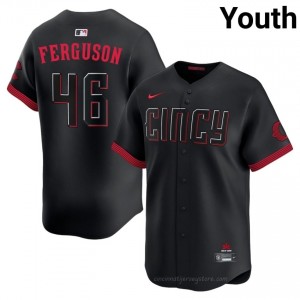 #46 Caleb Ferguson Limited Youth City Connect Baseball Jersey | Reds Black Fan Gear 5N731r30