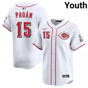Authentic Emilio Pagan #15 CIN Reds Youth Baseball Jersey | White Queen City Pride Edition 243o0236