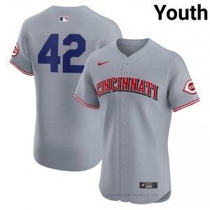 Cincinnati Reds Jackie Robinson Day #42 Gray Youth Baseball Jersey | 2026 Season Durable 5q736629