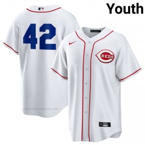 Genuine Jackie Robinson Day #42 CIN Reds Youth Baseball Jersey | White Queen City Pride Edition 756ii651