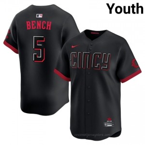 Cincinnati Reds Johnny Bench #5 Black Youth City Connect Baseball Jersey | 2026 Season Pro-Grade 0lo0Ca55
