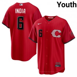 #6 Jonathan India Authentic Youth City Connect Baseball Jersey | Reds Red Fan Gear OmD7ug49