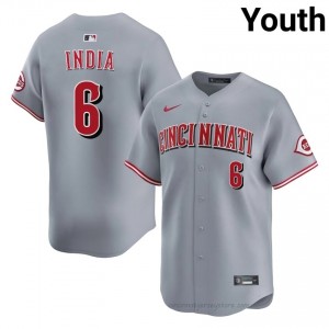 Cincinnati Reds Jonathan India #6 Gray Youth Baseball Jersey | 2026 Season Exclusive 3526p572