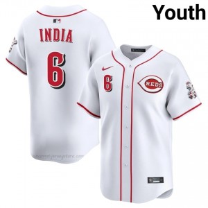 Pro-Grade Jonathan India #6 CIN Reds Youth Baseball Jersey | White Queen City Pride Edition 75Mbpu64