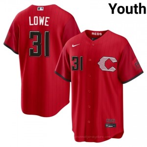 Nathaniel Lowe #31 Cincinnati City Connect Baseball Jersey | Limited Youth Red Stitched Edition fosn5723