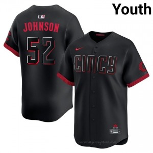 Pierce Johnson #52 Cincinnati City Connect Baseball Jersey | Pro-Grade Youth Black Stitched Edition 3H135R79