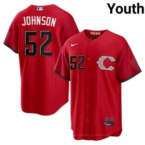 #52 Pierce Johnson Durable Youth City Connect Baseball Jersey | Reds Red Fan Gear O65Goy61