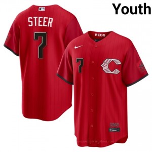 Cincinnati Reds Spencer Steer #7 Red Youth City Connect Baseball Jersey | 2026 Season Classic 3U8E4626