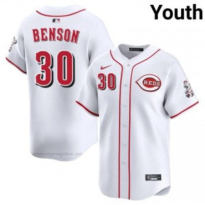 Game Will Benson #30 CIN Reds Youth Baseball Jersey | White Queen City Pride Edition y8T8e019